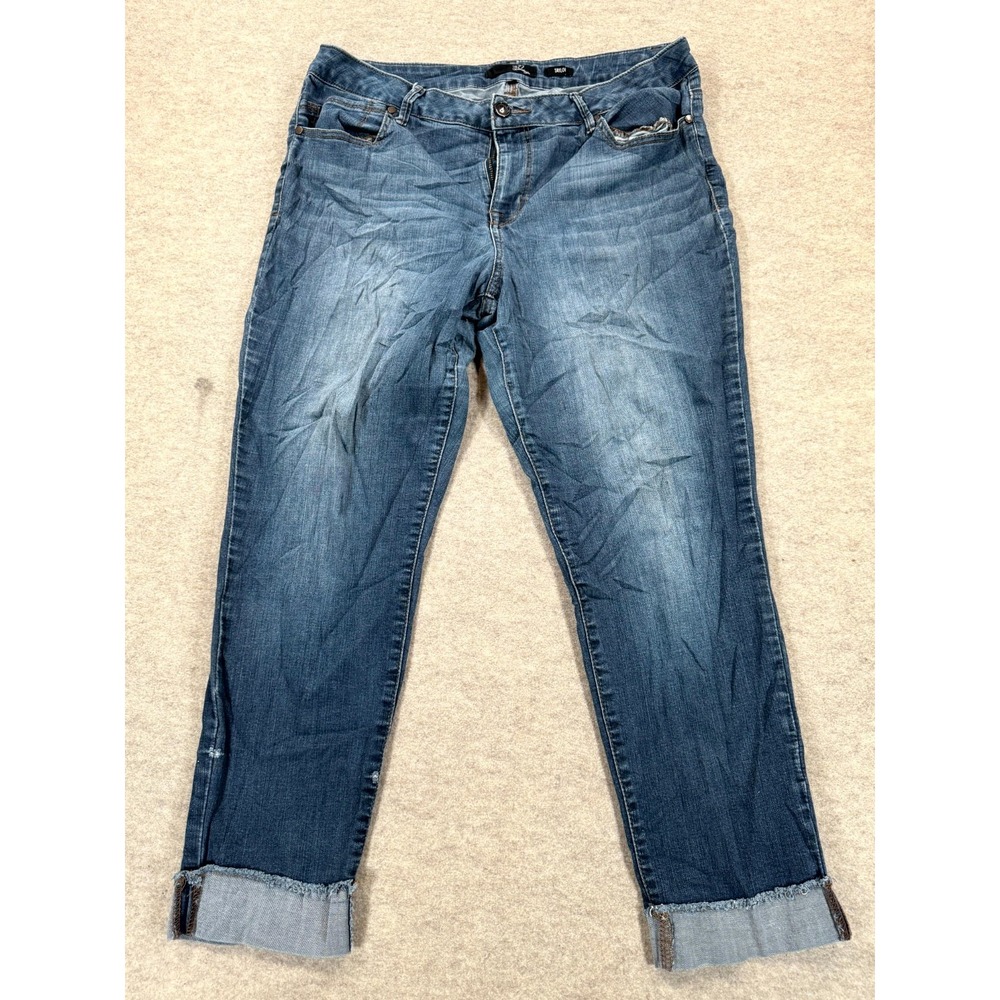 1822 Denim Taylor Cropped Jeans Womens 16 Blue Stretch Cuffed CJ8M1207E2